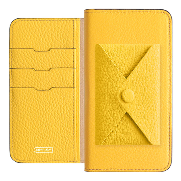 Cuir véritable 32 couleurs cuir italien grainé avec poche à rabat étui portefeuille série Galaxy