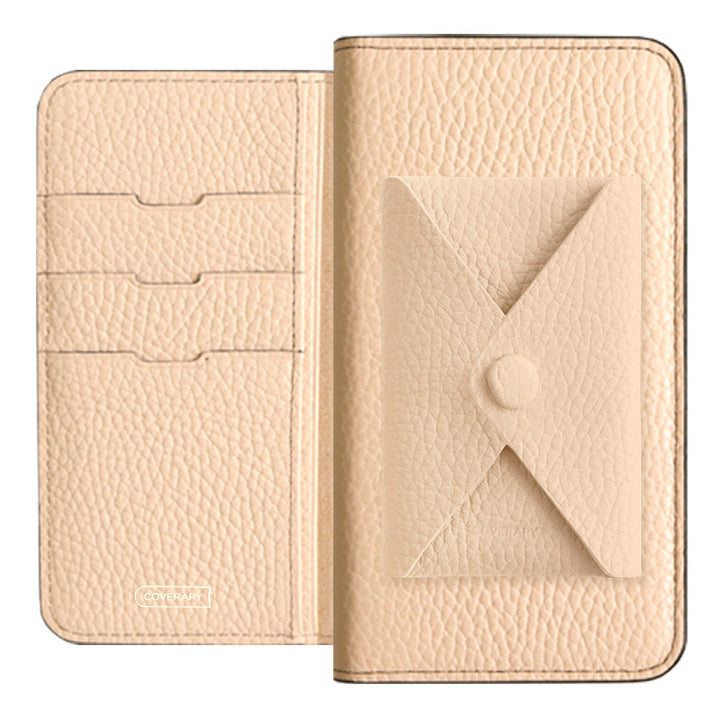 Cuir véritable 32 couleurs cuir italien grainé avec poche à rabat étui portefeuille série Galaxy