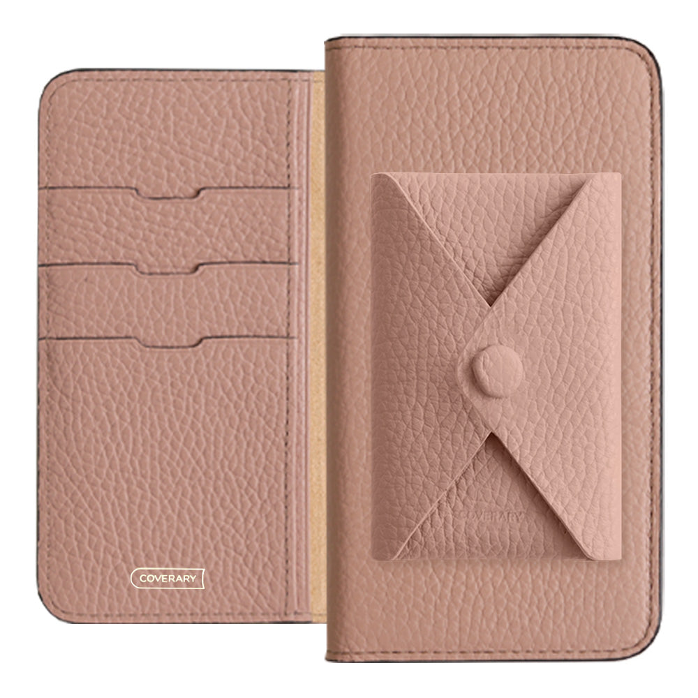 Cuir véritable 32 couleurs cuir italien grainé avec poche à rabat étui portefeuille série Galaxy