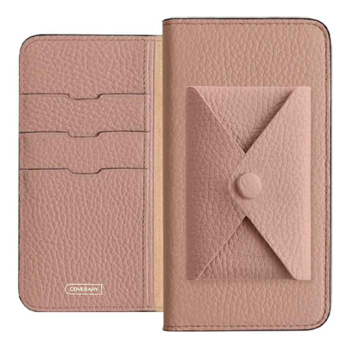 Cuir véritable 32 couleurs cuir italien grainé avec poche à rabat étui portefeuille série Galaxy