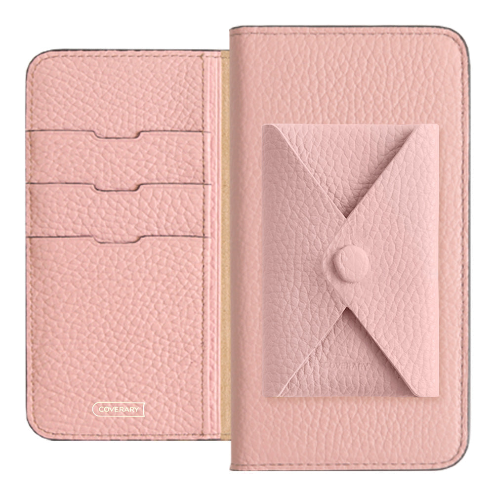 Cuir véritable 32 couleurs cuir italien grainé avec poche à rabat étui portefeuille série Galaxy