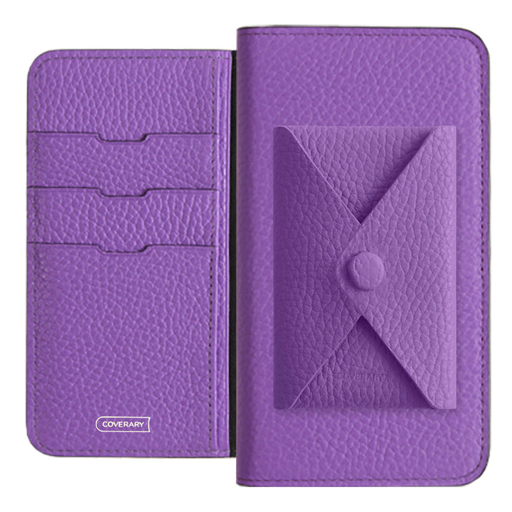 Cuir véritable 32 couleurs cuir italien grainé avec poche à rabat étui portefeuille série Galaxy