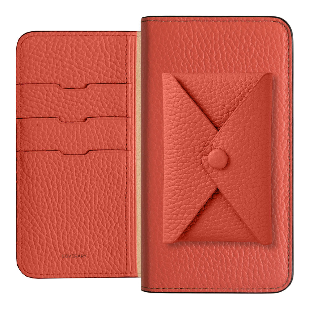 Étui portefeuille en cuir italien grainé 32 couleurs avec poche à rabat pour la série Xperia