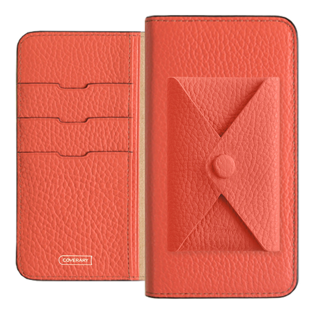 Cuir véritable 32 couleurs cuir italien grainé avec poche à rabat étui portefeuille série Galaxy