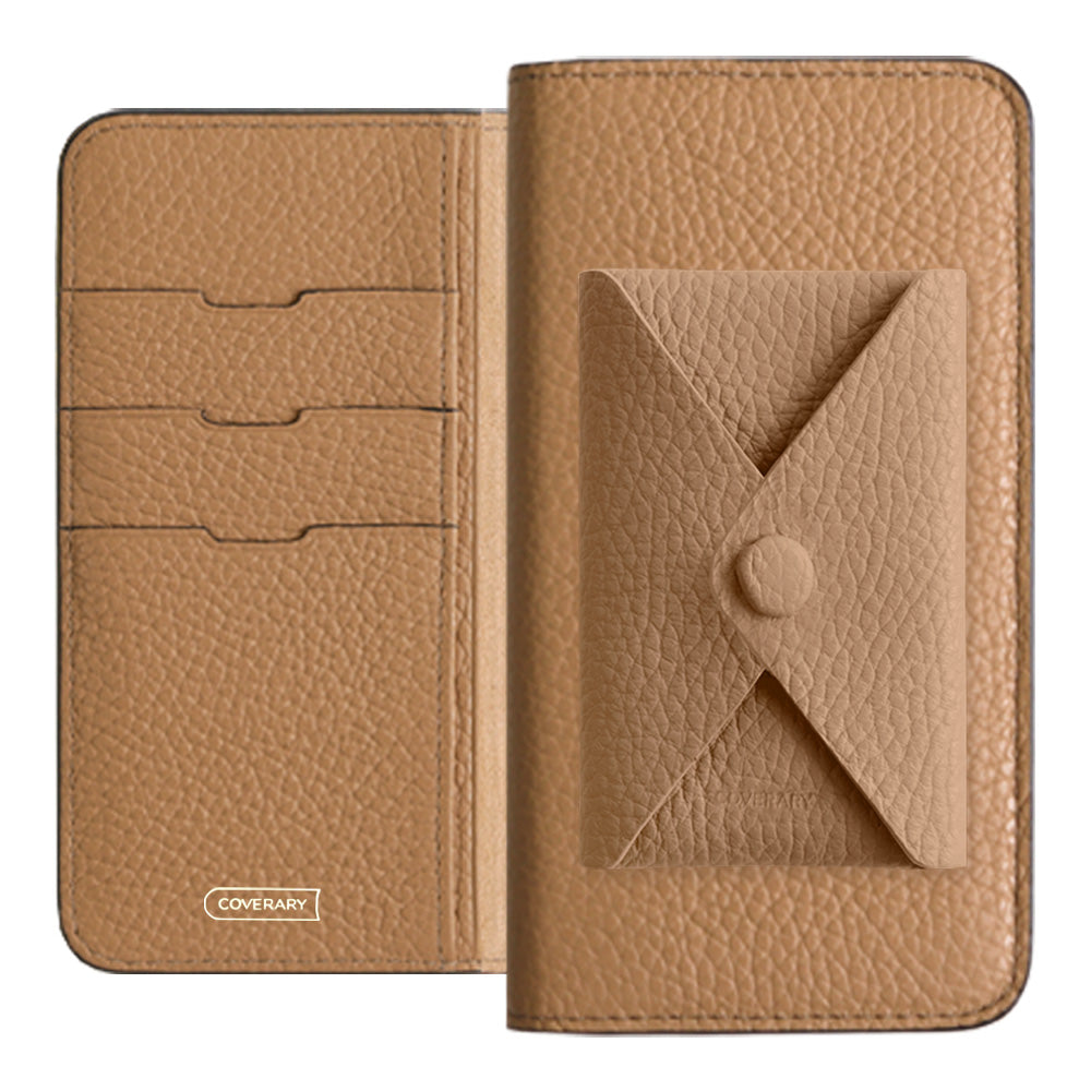 Cuir véritable 32 couleurs cuir italien grainé avec poche à rabat étui portefeuille série Galaxy