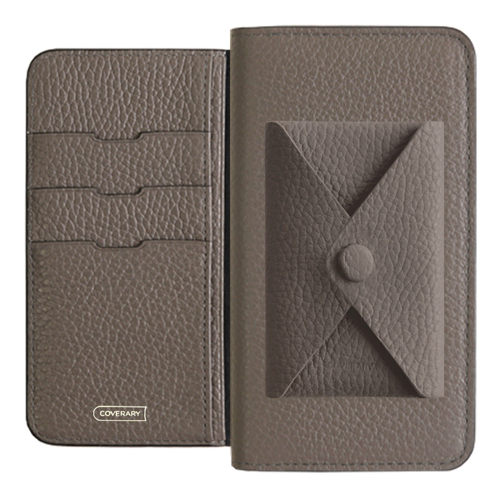 Cuir véritable 32 couleurs cuir italien grainé avec poche à rabat étui portefeuille série Galaxy