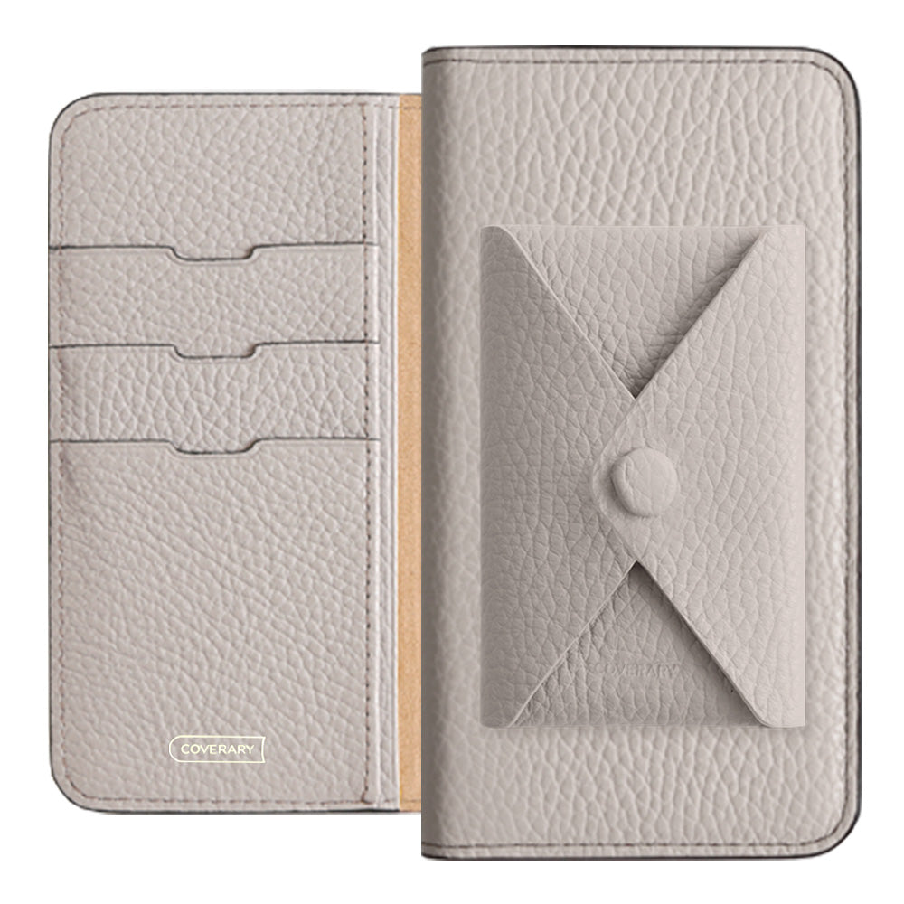 Cuir véritable 32 couleurs cuir italien grainé avec poche à rabat étui portefeuille série Galaxy