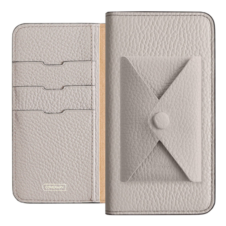 Cuir véritable 32 couleurs cuir italien grainé avec poche à rabat étui portefeuille série Galaxy