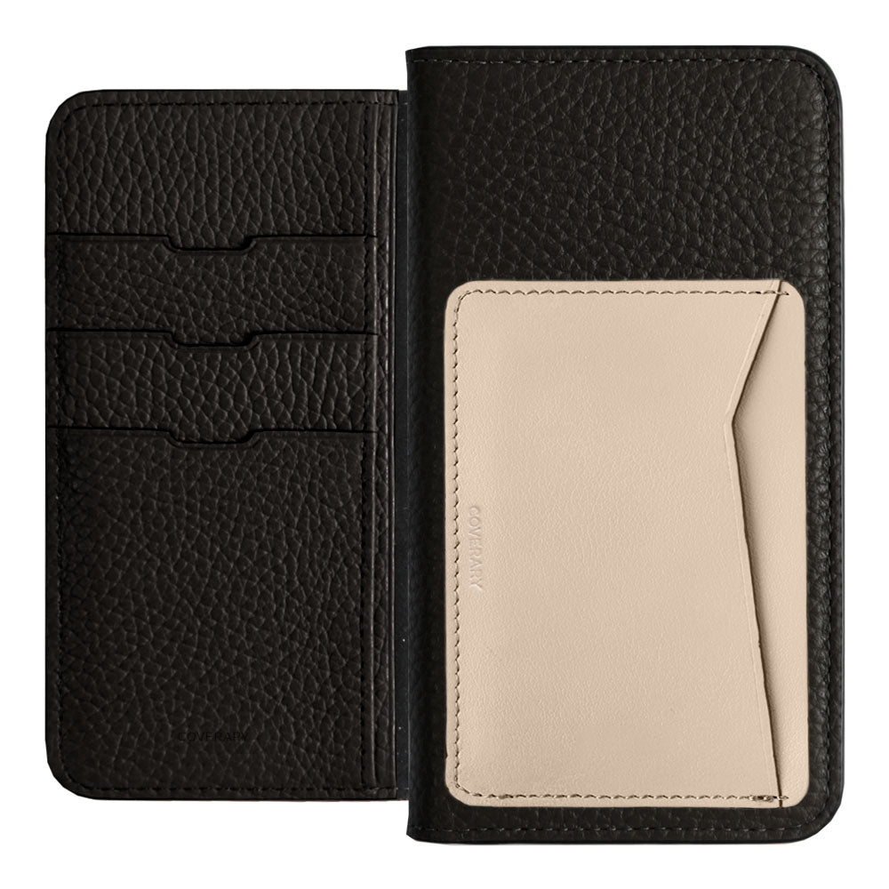 Étui portefeuille en cuir véritable italien grainé, 32 couleurs, avec poche pour cartes verticale ou horizontale, pour la série iPhone