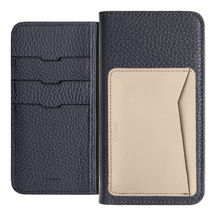 Étui portefeuille en cuir véritable italien grainé, 32 couleurs, avec pochettes pour cartes verticales ou horizontales, pour la série Galaxy