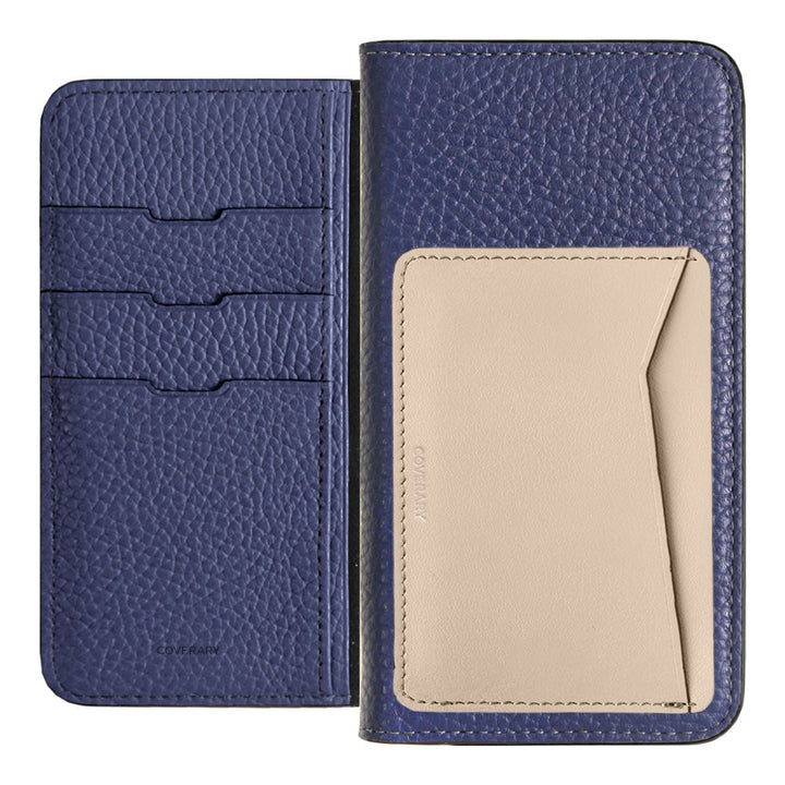 Étui à rabat en cuir véritable italien grainé, 32 couleurs, avec poche pour cartes verticale ou horizontale, pour la série AQUOS