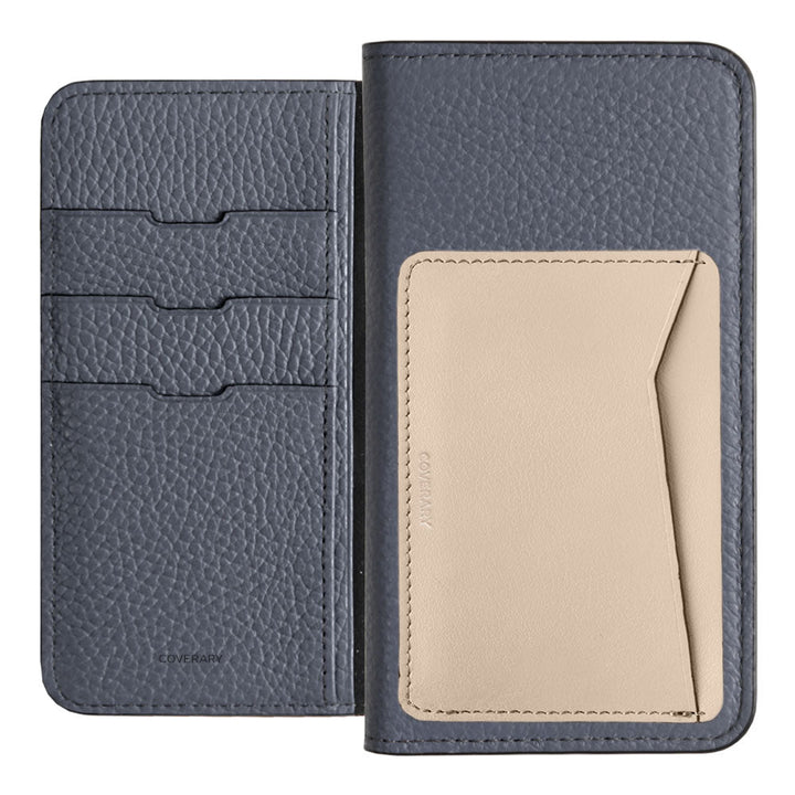 Étui portefeuille en cuir véritable italien grainé, 32 couleurs, avec poche pour cartes verticale ou horizontale, pour la série iPhone
