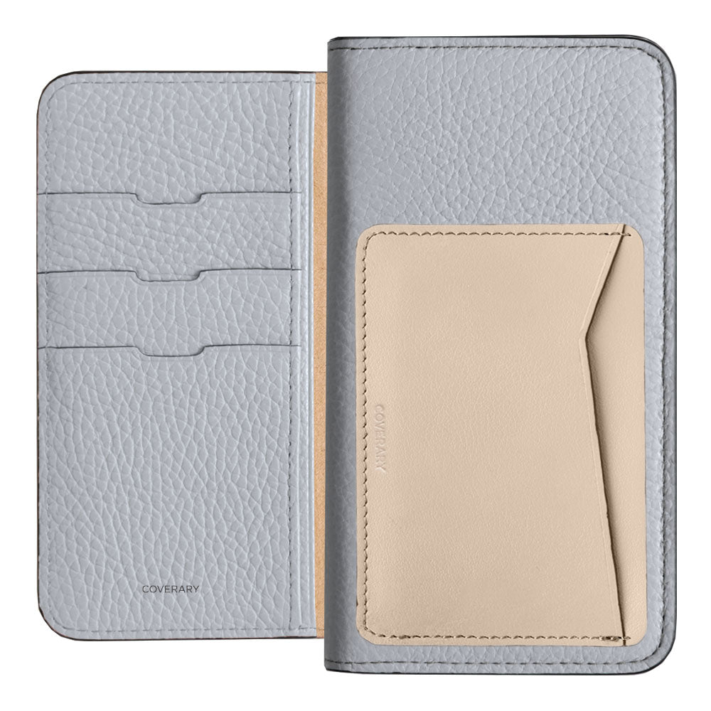 Étui portefeuille en cuir véritable italien grainé, 32 couleurs, avec pochettes pour cartes verticales ou horizontales, pour la série Galaxy