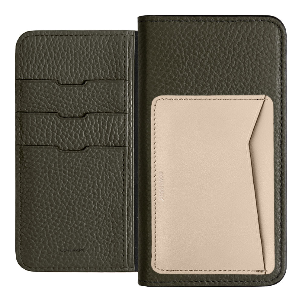 Étui portefeuille en cuir véritable italien grainé, 32 couleurs, avec poche pour cartes verticale ou horizontale, pour la série iPhone
