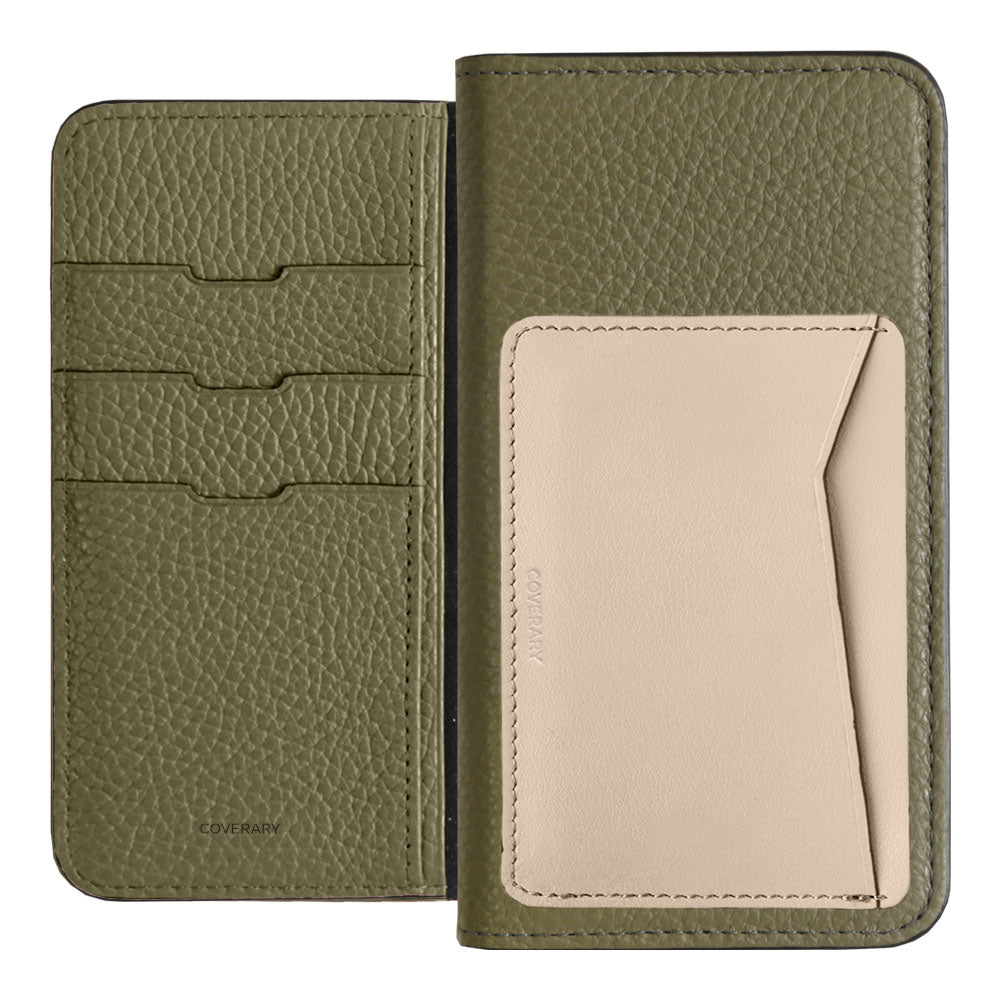 Étui portefeuille en cuir véritable italien grainé, 32 couleurs, avec pochettes pour cartes verticales ou horizontales, pour la série Galaxy