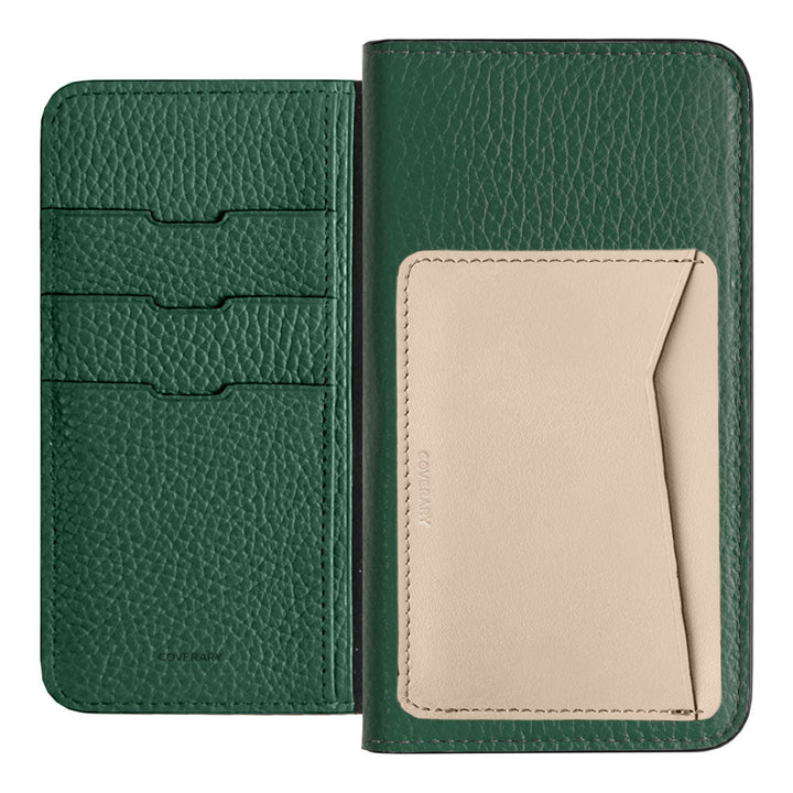 Étui portefeuille en cuir véritable italien grainé, 32 couleurs, avec pochettes pour cartes verticales ou horizontales, pour la série Galaxy