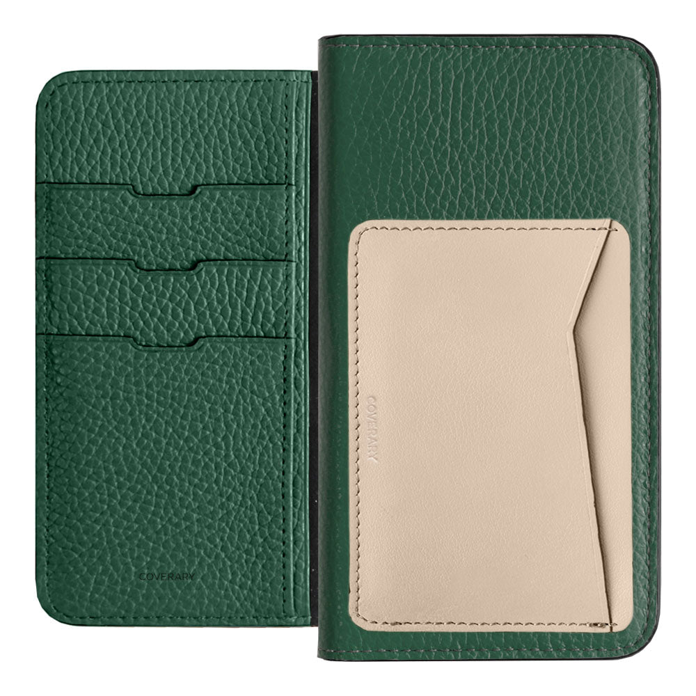 Étui portefeuille en cuir véritable italien grainé, 32 couleurs, avec poche pour cartes verticale ou horizontale, pour la série iPhone