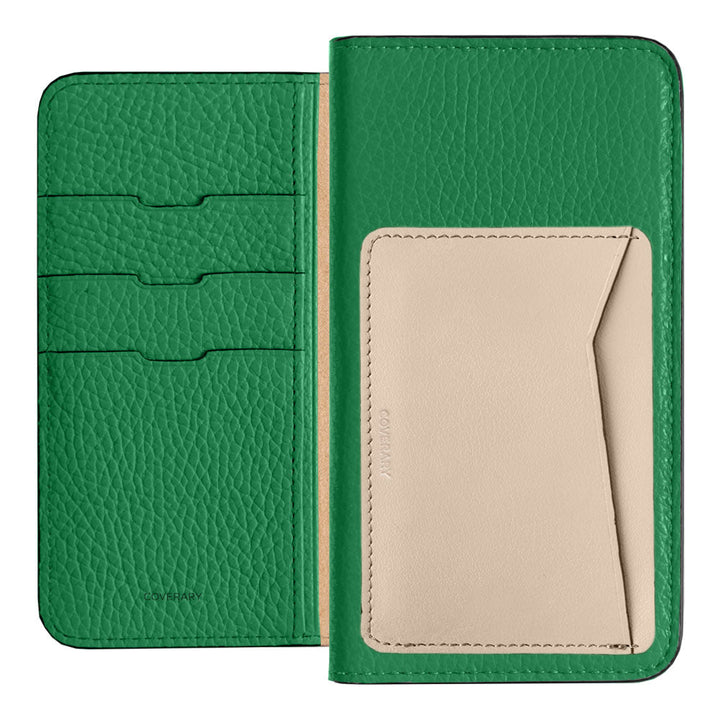 Étui portefeuille en cuir véritable italien grainé, 32 couleurs, avec poche pour cartes verticale ou horizontale, pour la série iPhone