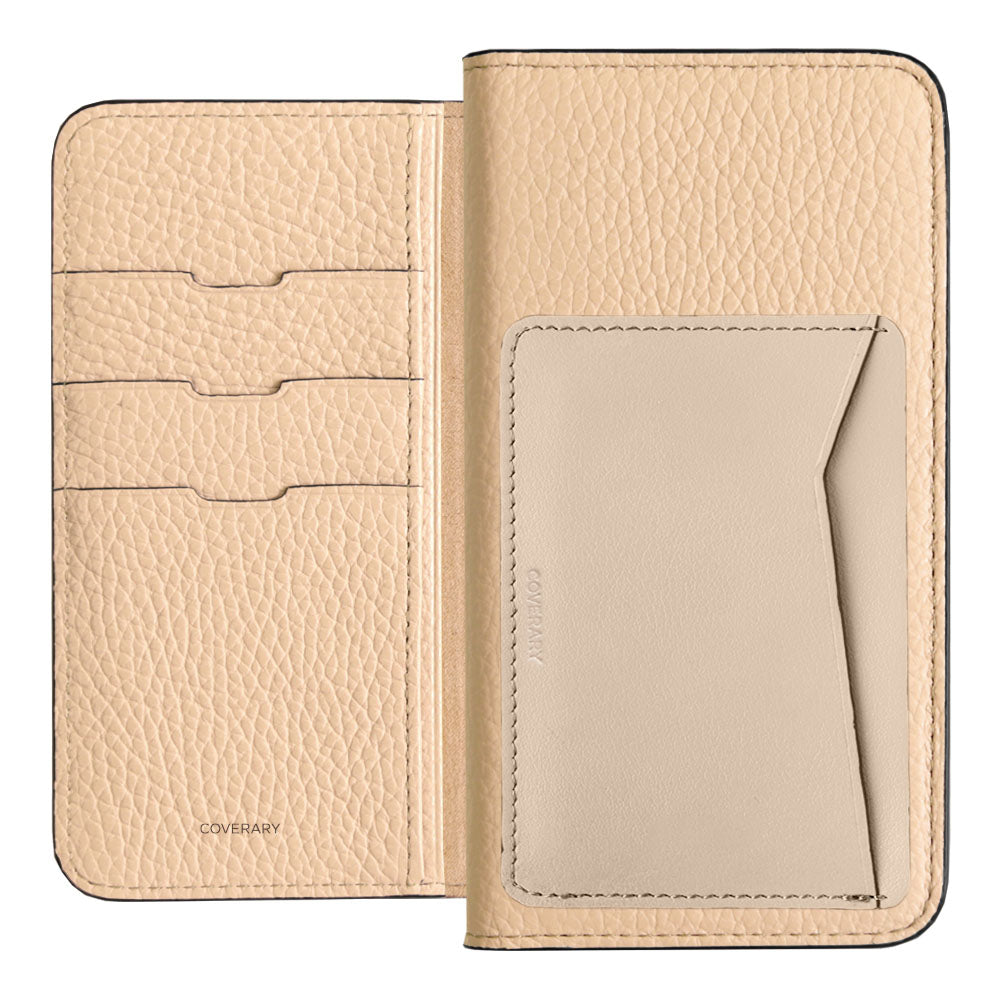Étui portefeuille en cuir véritable italien grainé, 32 couleurs, avec poche pour cartes verticale ou horizontale, pour la série iPhone