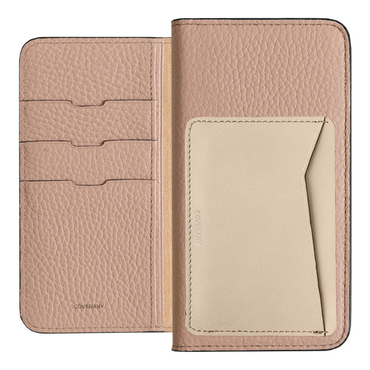 Étui portefeuille en cuir véritable italien grainé, 32 couleurs, avec poche pour cartes verticale ou horizontale, pour la série iPhone
