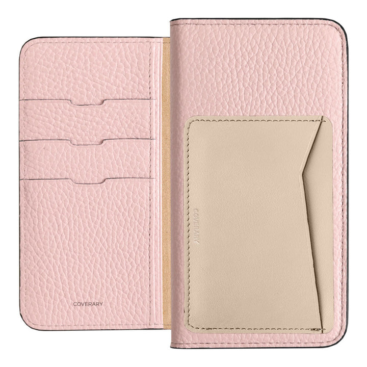 Étui portefeuille en cuir véritable italien grainé, 32 couleurs, avec pochettes pour cartes verticales ou horizontales, pour la série Galaxy