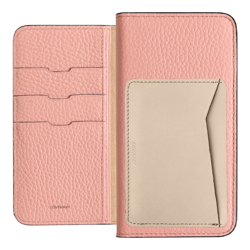 Étui portefeuille en cuir véritable italien grainé, 32 couleurs, avec poche pour cartes verticale ou horizontale, pour la série iPhone