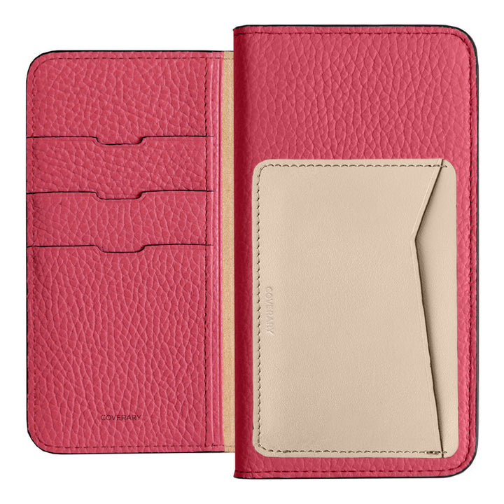 Étui portefeuille en cuir véritable italien grainé, 32 couleurs, avec poche pour cartes verticale ou horizontale, pour la série iPhone