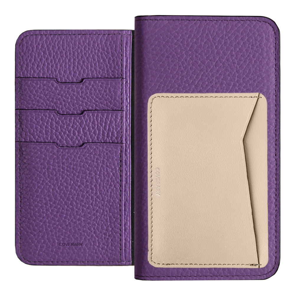Étui portefeuille en cuir véritable italien grainé, 32 couleurs, avec poche pour cartes verticale ou horizontale, pour la série iPhone