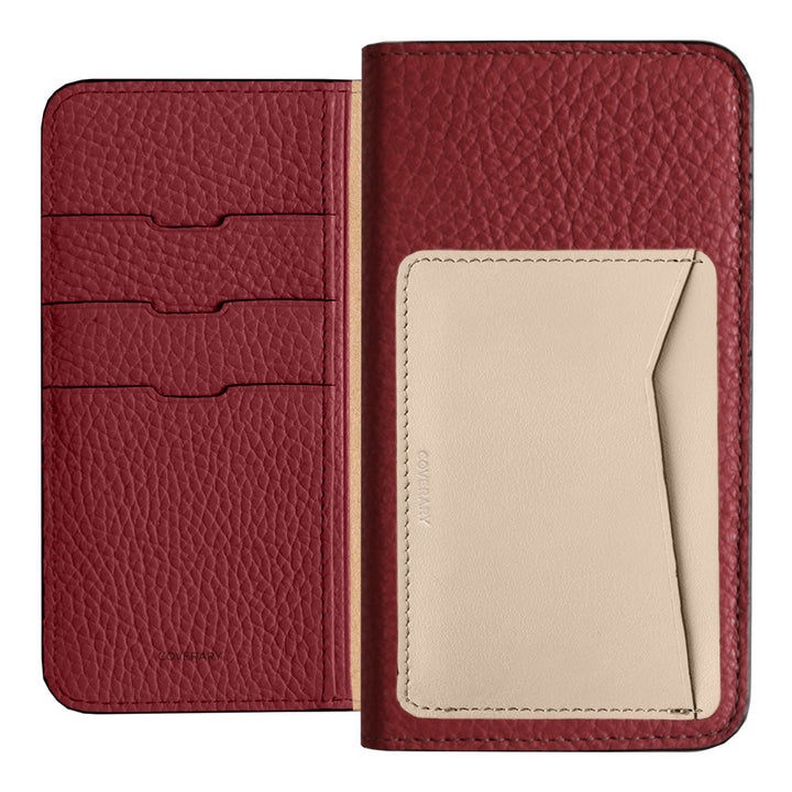 Étui portefeuille en cuir véritable italien grainé, 32 couleurs, avec poche pour cartes verticale ou horizontale, pour la série iPhone