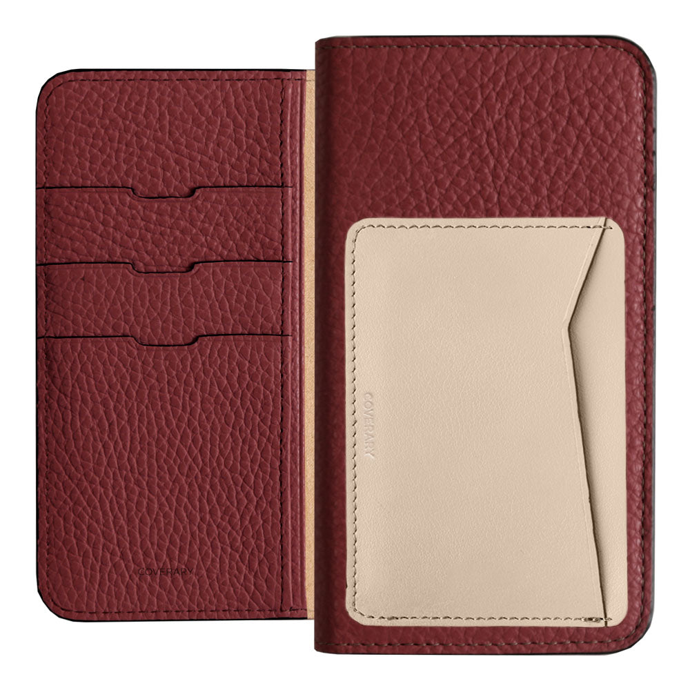 Étui portefeuille en cuir véritable italien grainé, 32 couleurs, avec poche pour cartes verticale ou horizontale, pour la série iPhone