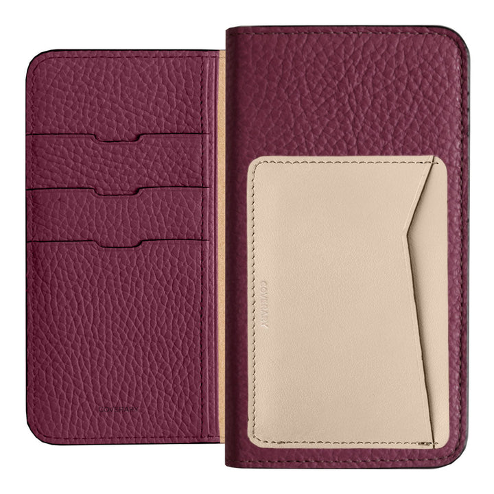 Étui à rabat en cuir véritable italien grainé, 32 couleurs, avec poche pour cartes verticale ou horizontale, pour la série AQUOS