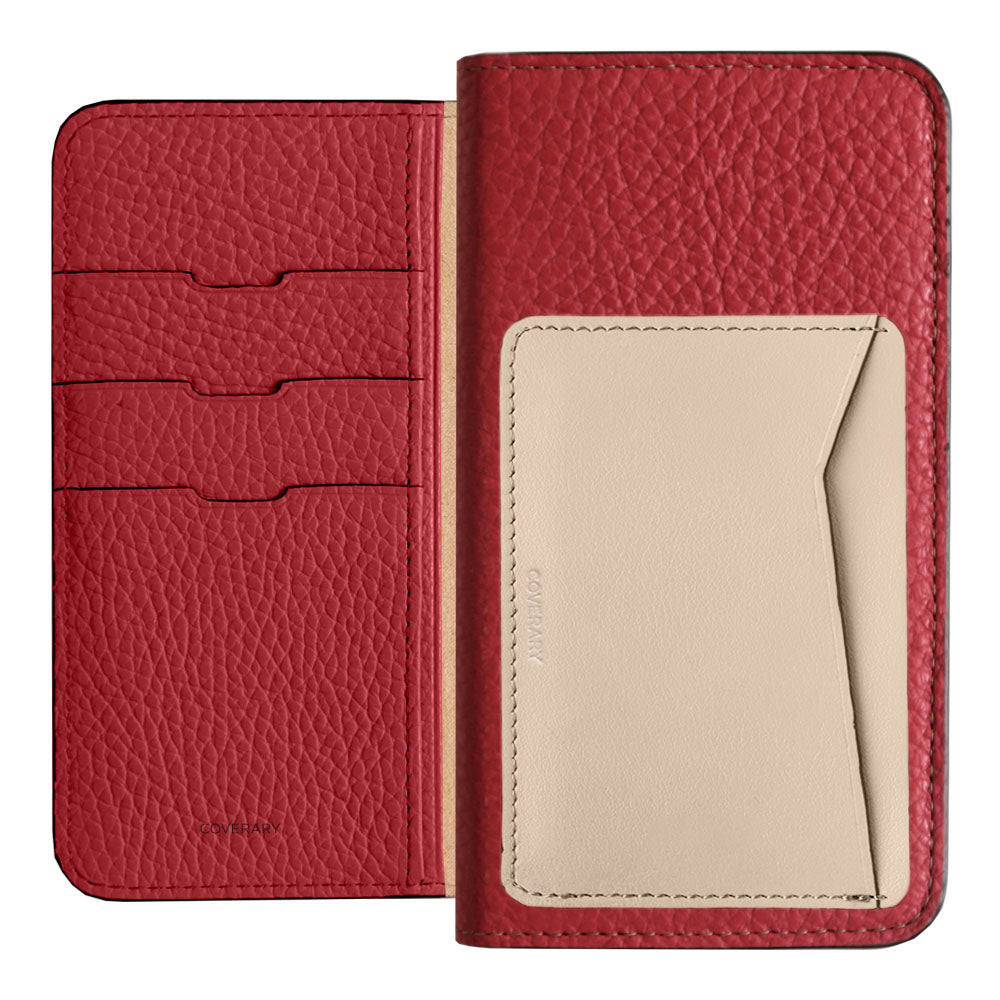 Étui portefeuille en cuir véritable italien grainé, 32 couleurs, avec poche pour cartes verticale ou horizontale, pour la série iPhone