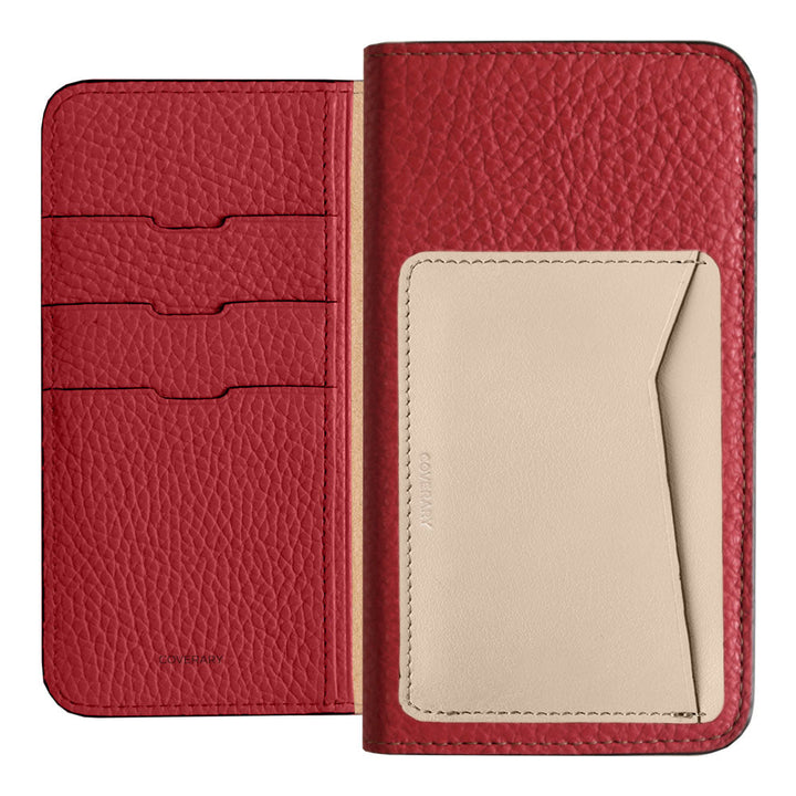 Étui portefeuille en cuir véritable italien grainé, 32 couleurs, avec pochettes pour cartes verticales ou horizontales, pour la série Galaxy