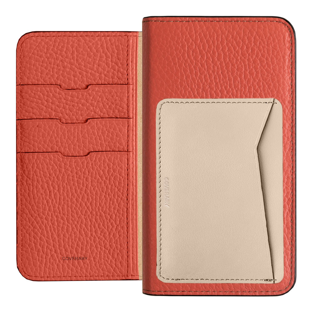 Étui portefeuille en cuir véritable italien grainé, 32 couleurs, avec poche pour cartes verticale ou horizontale, pour la série iPhone
