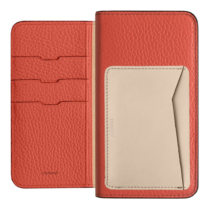 Étui portefeuille en cuir véritable italien grainé, 32 couleurs, avec poche pour cartes verticale ou horizontale, pour la série iPhone