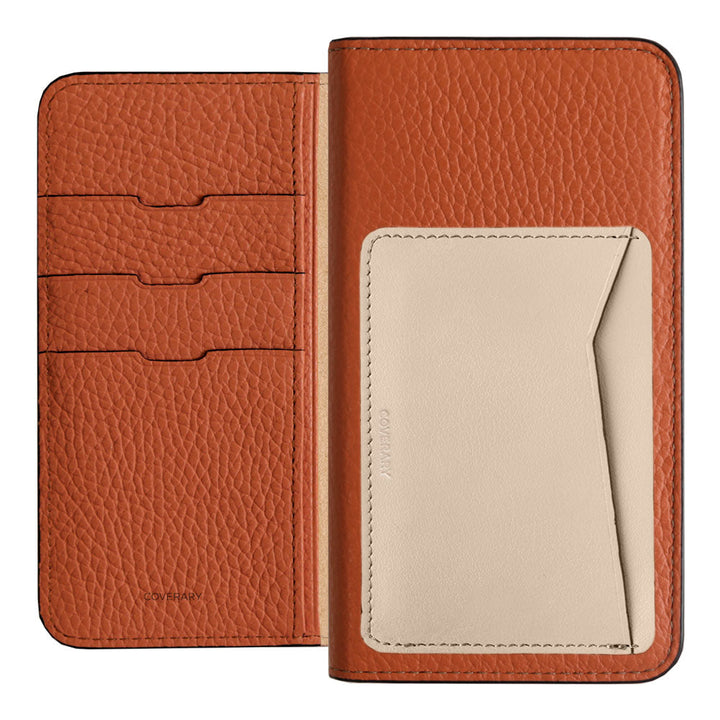 Étui portefeuille en cuir véritable italien grainé, 32 couleurs, avec poche pour cartes verticale ou horizontale, pour la série iPhone