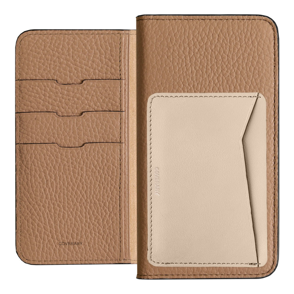 Étui portefeuille en cuir véritable italien grainé, 32 couleurs, avec poche pour cartes verticale ou horizontale, pour la série iPhone