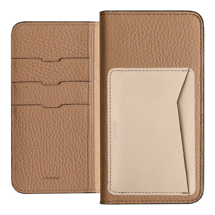 Étui portefeuille en cuir véritable italien grainé, 32 couleurs, avec pochettes pour cartes verticales ou horizontales, pour la série Galaxy