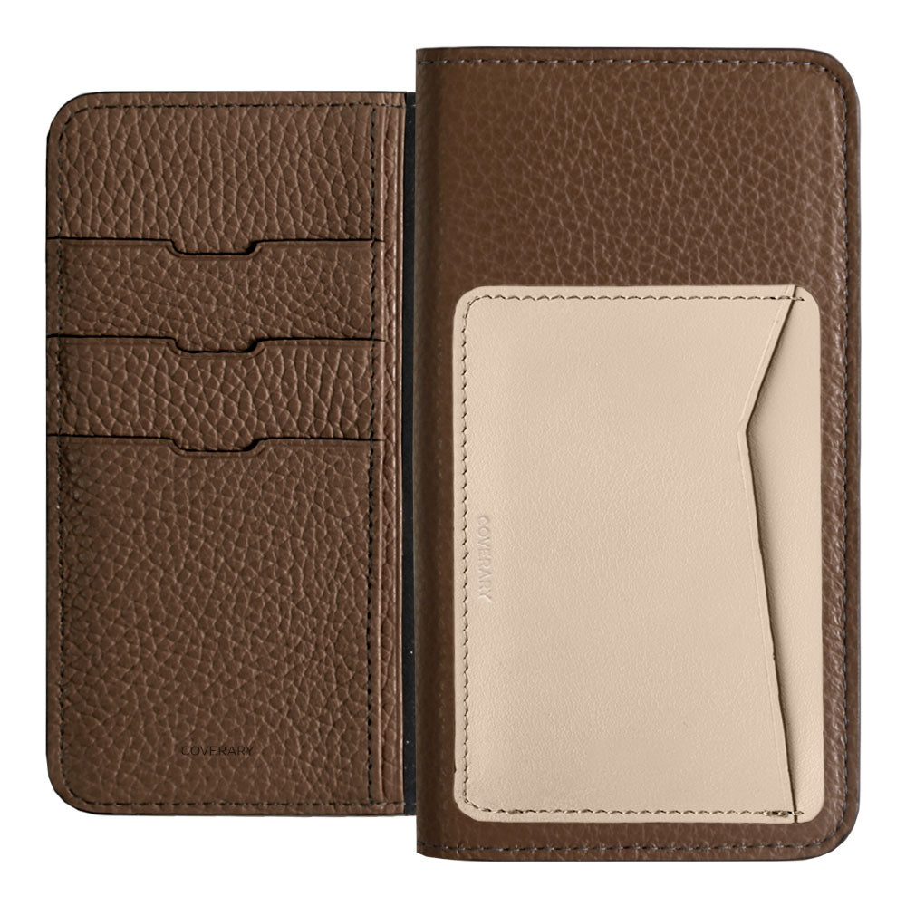 Étui portefeuille en cuir véritable italien grainé, 32 couleurs, avec poche pour cartes verticale ou horizontale, pour la série iPhone