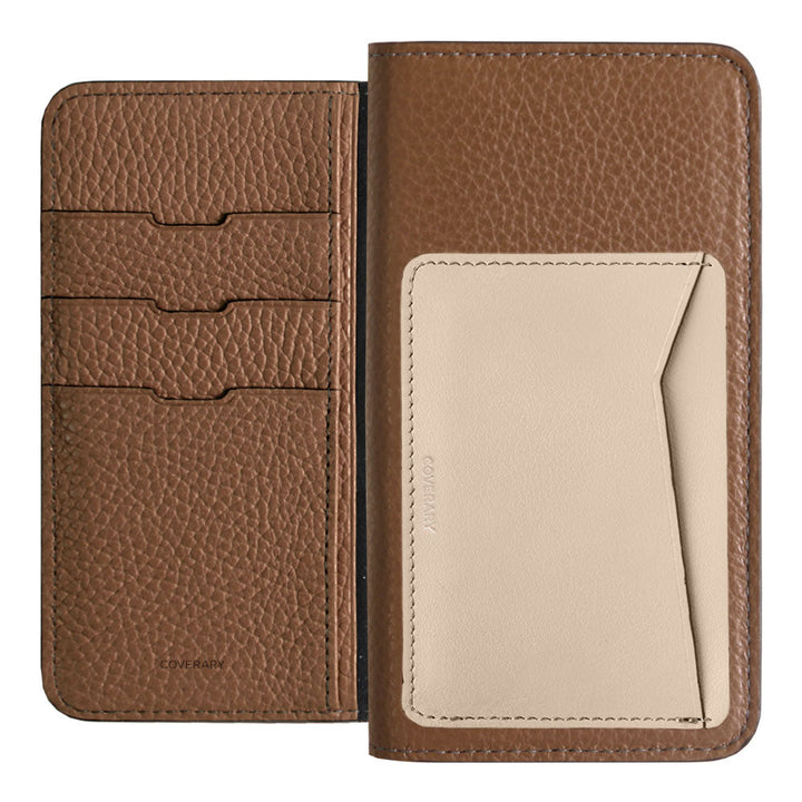 Étui portefeuille en cuir véritable italien grainé, 32 couleurs, avec poche pour cartes verticale ou horizontale, pour la série iPhone