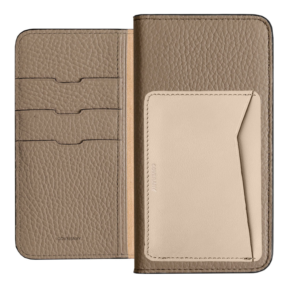 Étui portefeuille en cuir véritable italien grainé, 32 couleurs, avec poche pour cartes verticale ou horizontale, pour la série iPhone