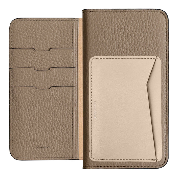 Étui portefeuille en cuir véritable italien grainé, 32 couleurs, avec poche pour cartes verticale ou horizontale, pour la série iPhone