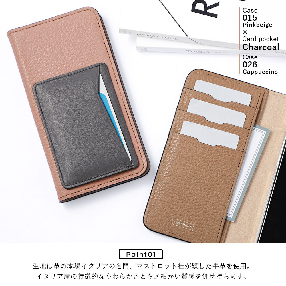 Étui portefeuille en cuir véritable italien grainé, 32 couleurs, avec poche pour cartes verticale ou horizontale, pour la série iPhone