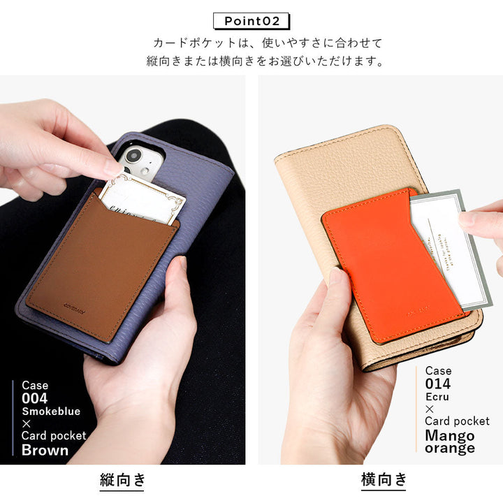 Étui portefeuille en cuir véritable italien grainé, 32 couleurs, avec poche pour cartes verticale ou horizontale, pour la série iPhone