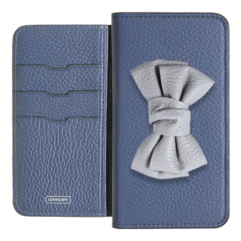 本革 32色 イタリアンシュリンクレザー ダブルリボンデコ 手帳型ケース iPhoneシリーズ