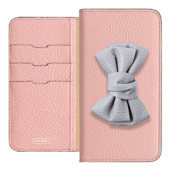 Cuir véritable 32 couleurs cuir italien grainé double nœud décor étui portefeuille série Google Pixel