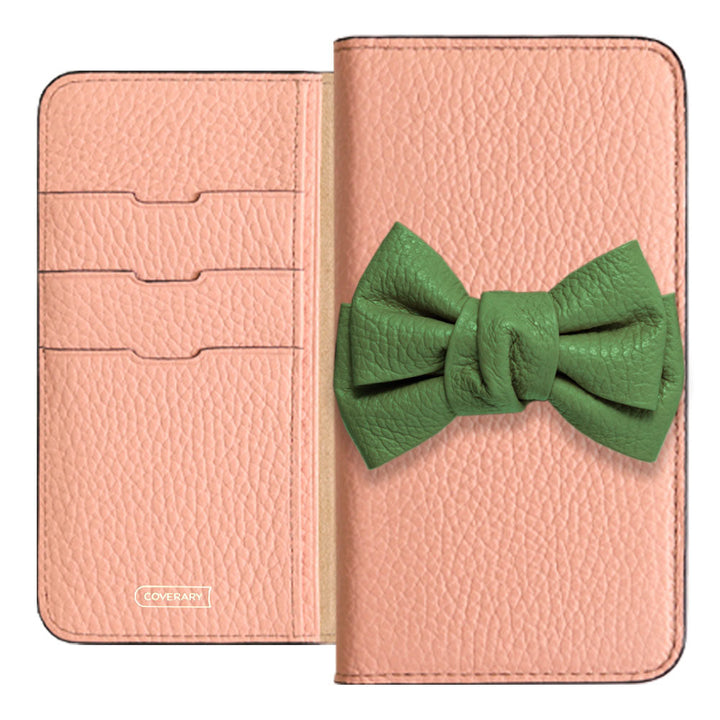 Cuir véritable 32 couleurs cuir italien grainé double nœud décor étui portefeuille série Google Pixel