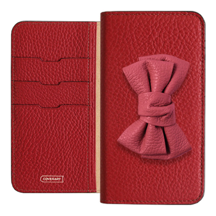 Cuir véritable 32 couleurs cuir italien grainé double nœud décor étui portefeuille série Google Pixel