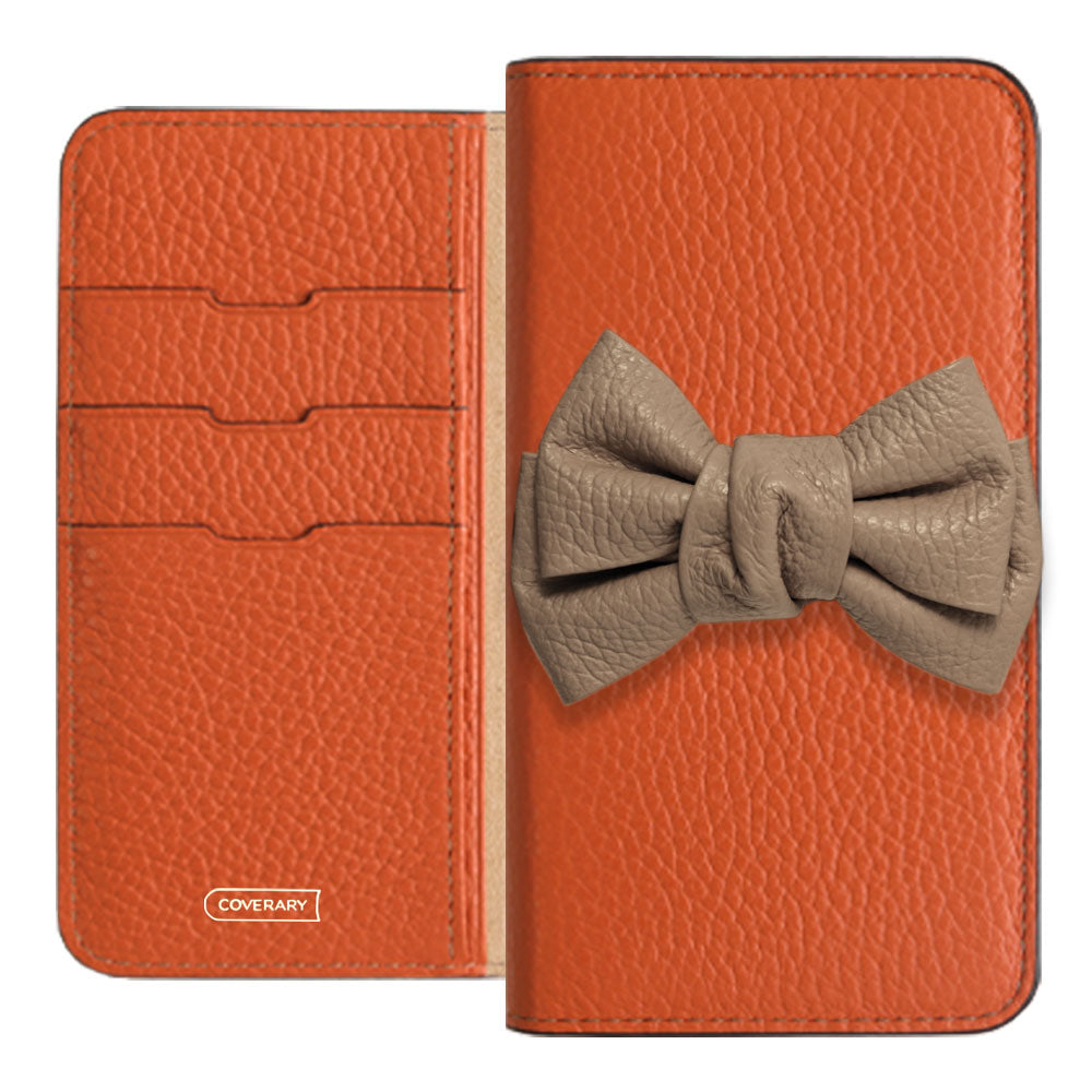 本革 32色 イタリアンシュリンクレザー ダブルリボンデコ 手帳型ケース iPhoneシリーズ