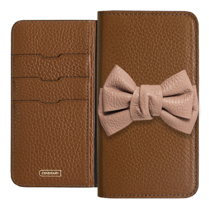 Cuir véritable 32 couleurs cuir italien grainé double nœud décor étui portefeuille série Google Pixel